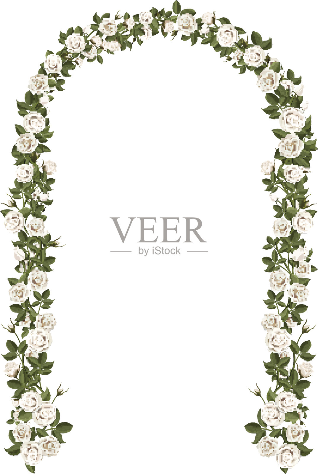 白色蔷薇的拱门设计元素图片