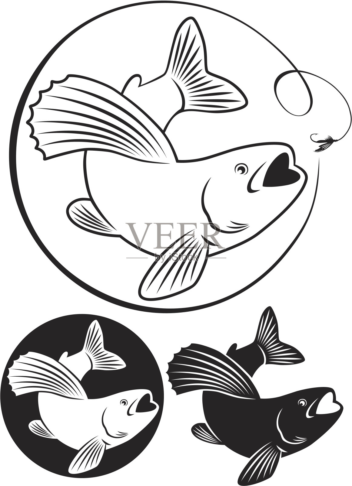 鱼河鳟插画图片素材