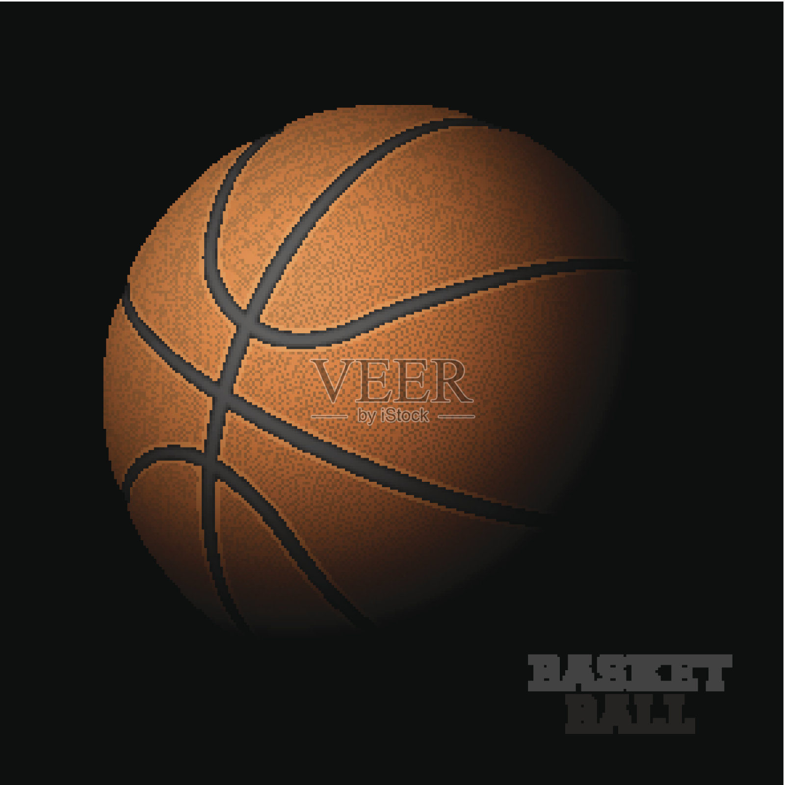篮球在黑色插画图片素材