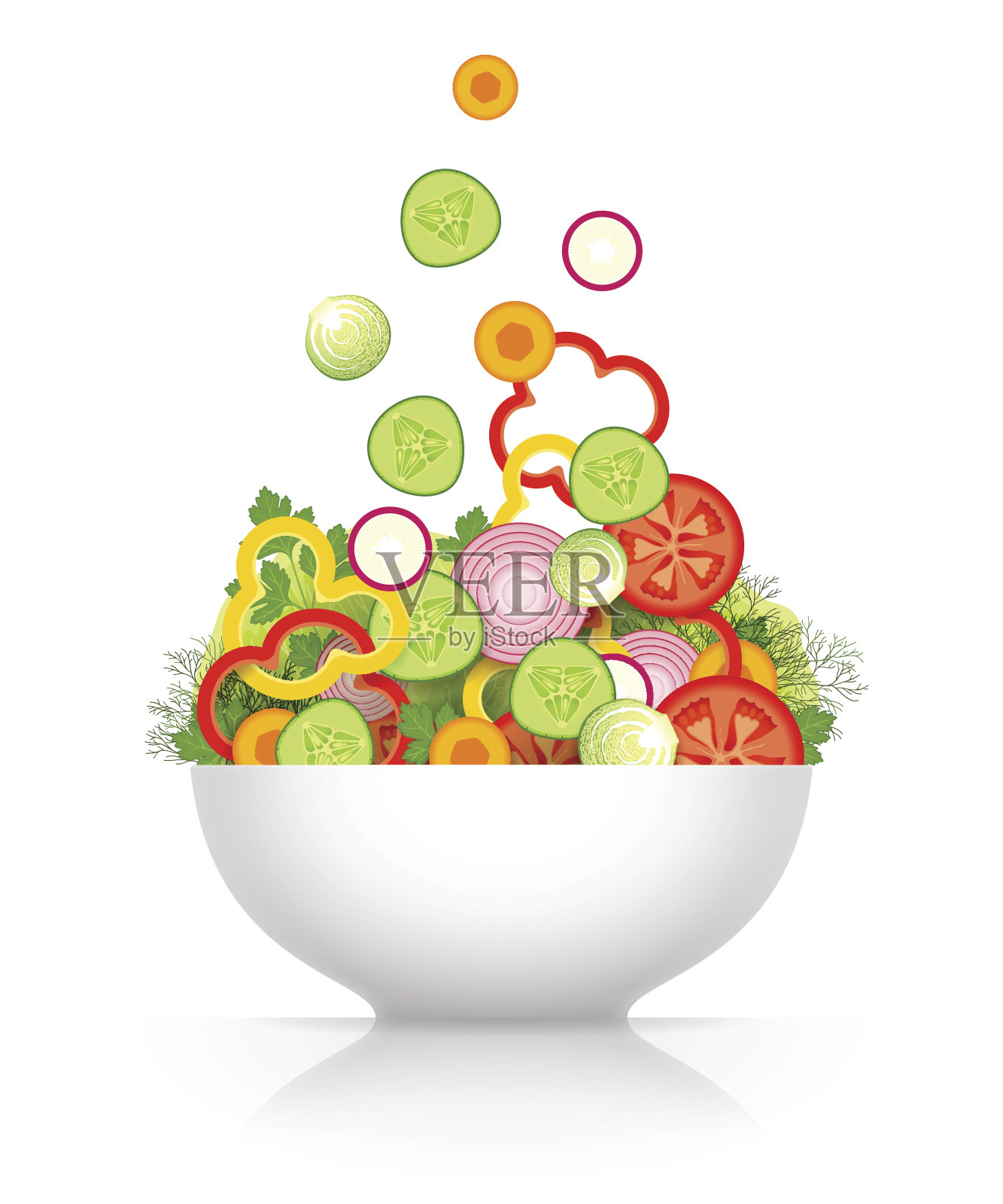 蔬菜沙拉拌料插画图片素材