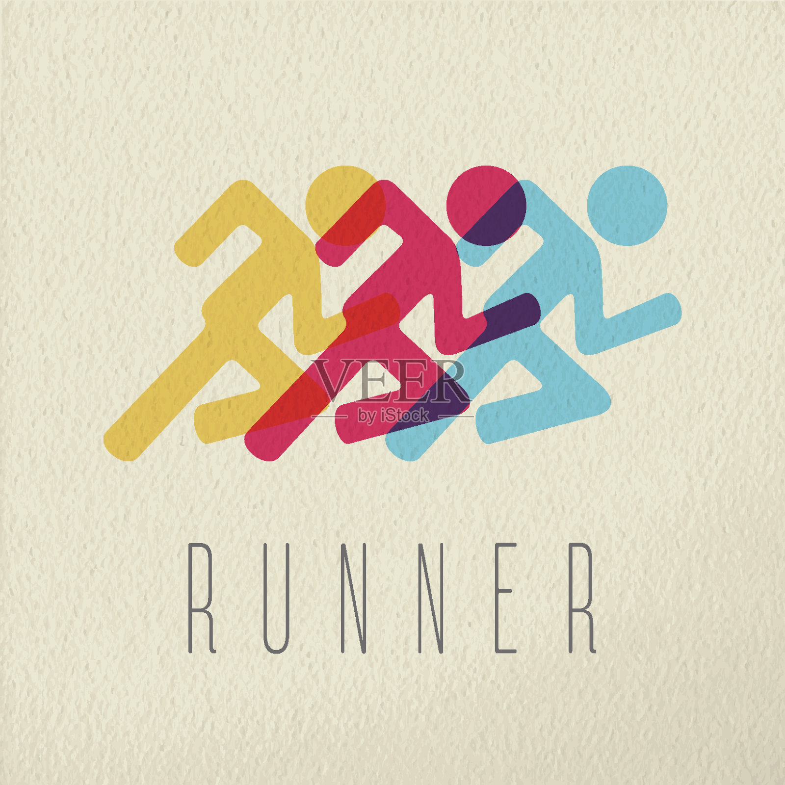 跑步健身人概念图标颜色设计插画图片素材