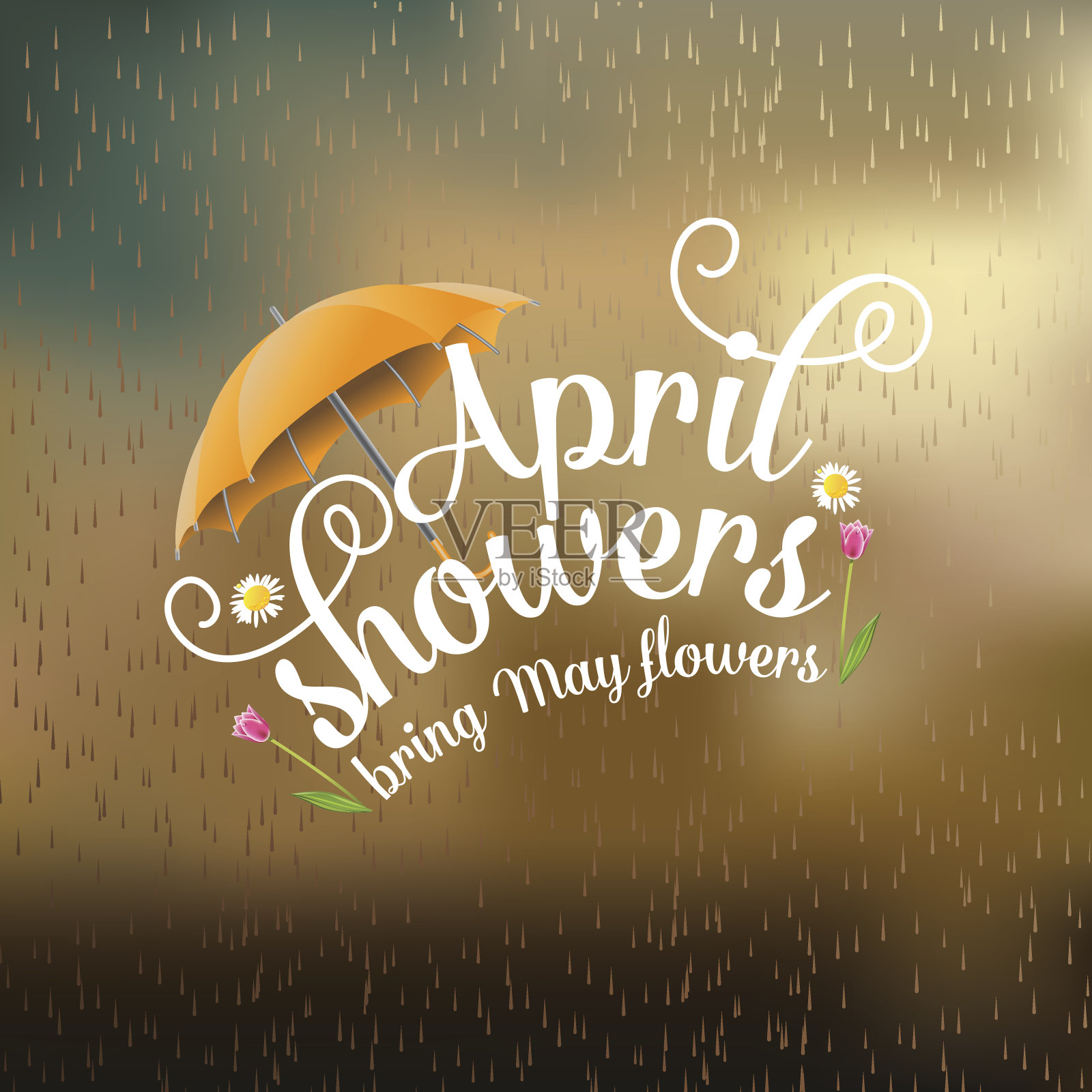 四月的阵雨带来五月的花朵图案设计模板素材