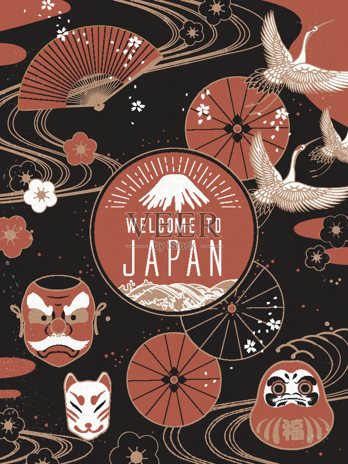 优雅的日本旅游海报插画图片素材