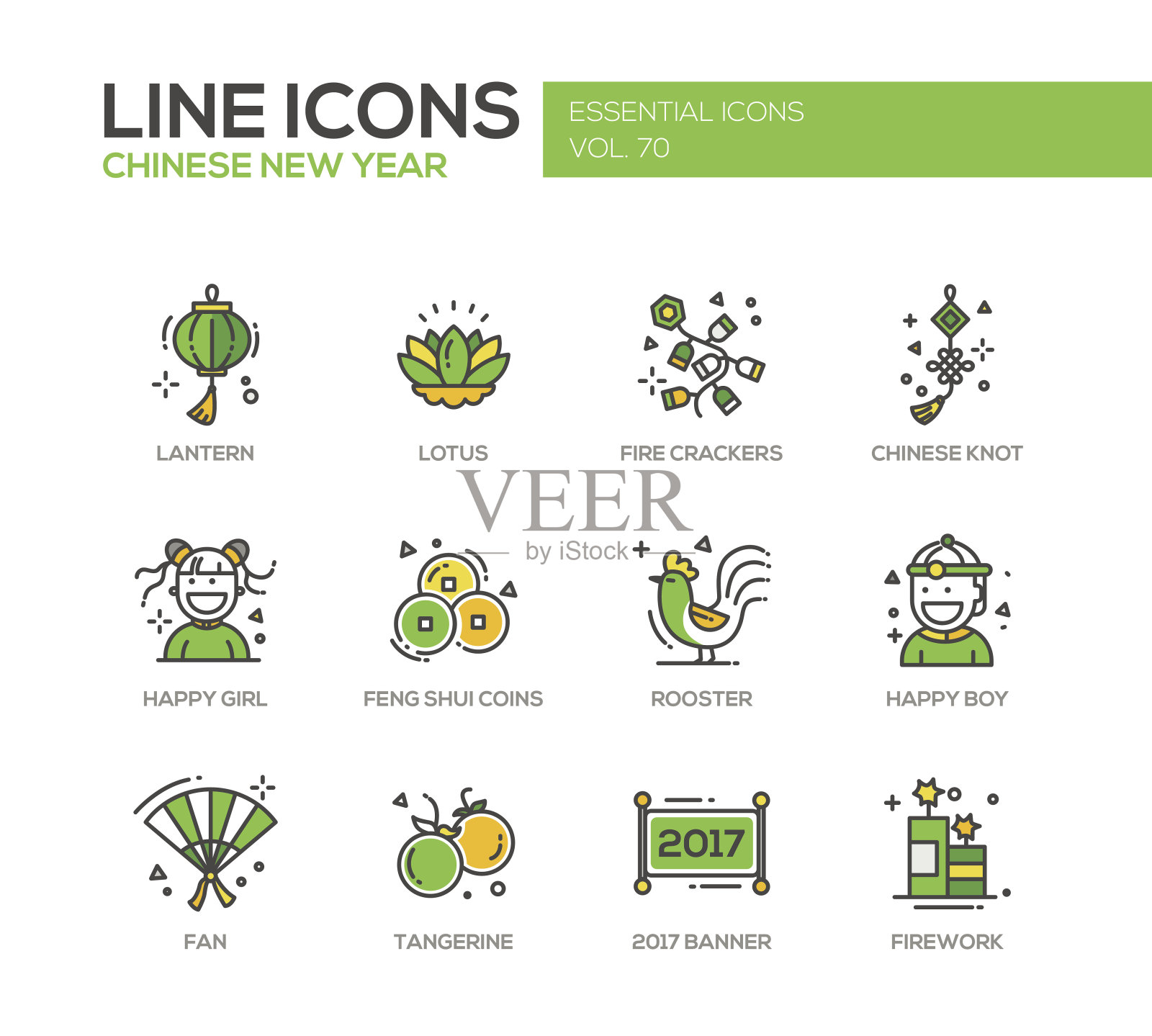 中国新年标志系列设计图标素材