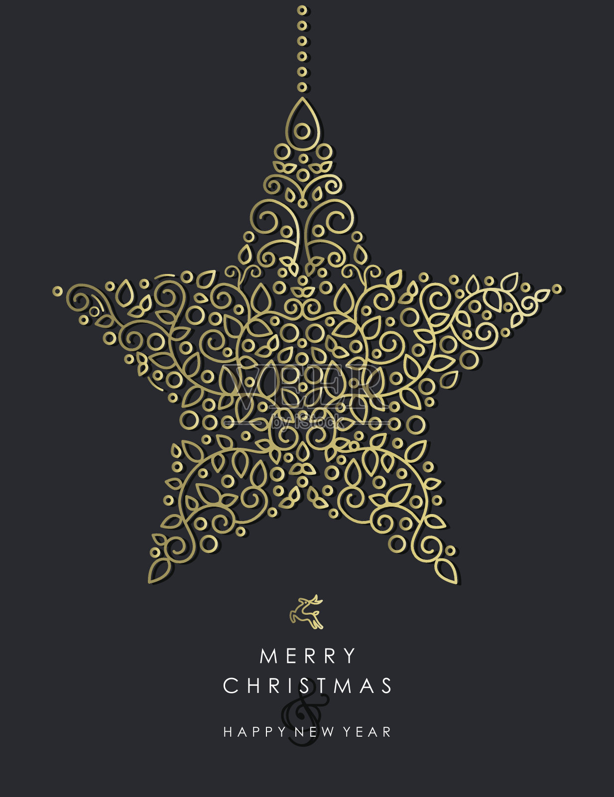 金色圣诞和新年装饰星形插画图片素材