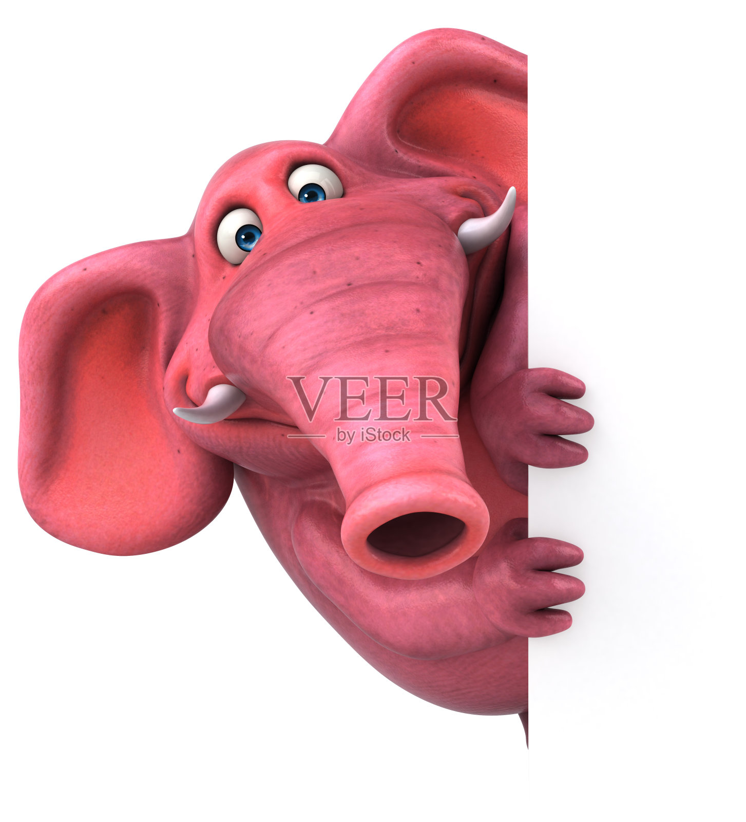 粉色大象- 3D插图设计元素图片