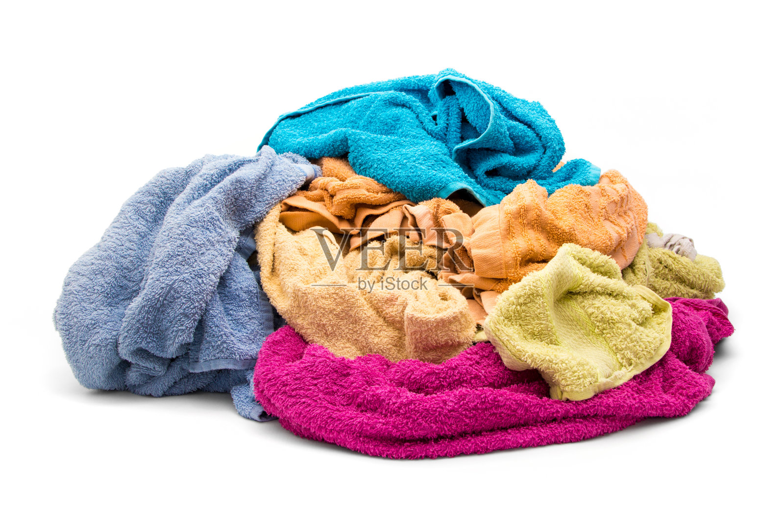 一堆湿脏衣服-毛巾照片摄影图片
