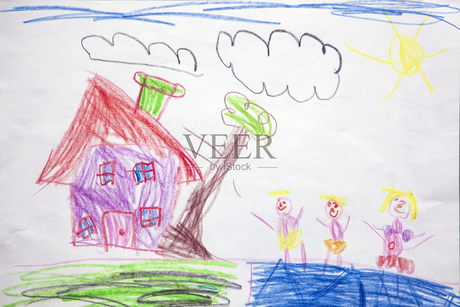 孩子的画——我们的房子照片摄影图片