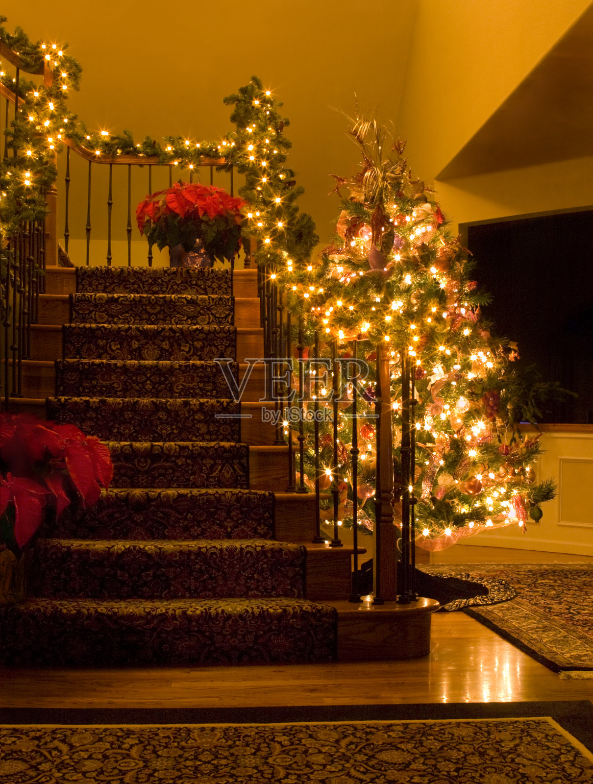 圣诞节的楼梯照片摄影图片