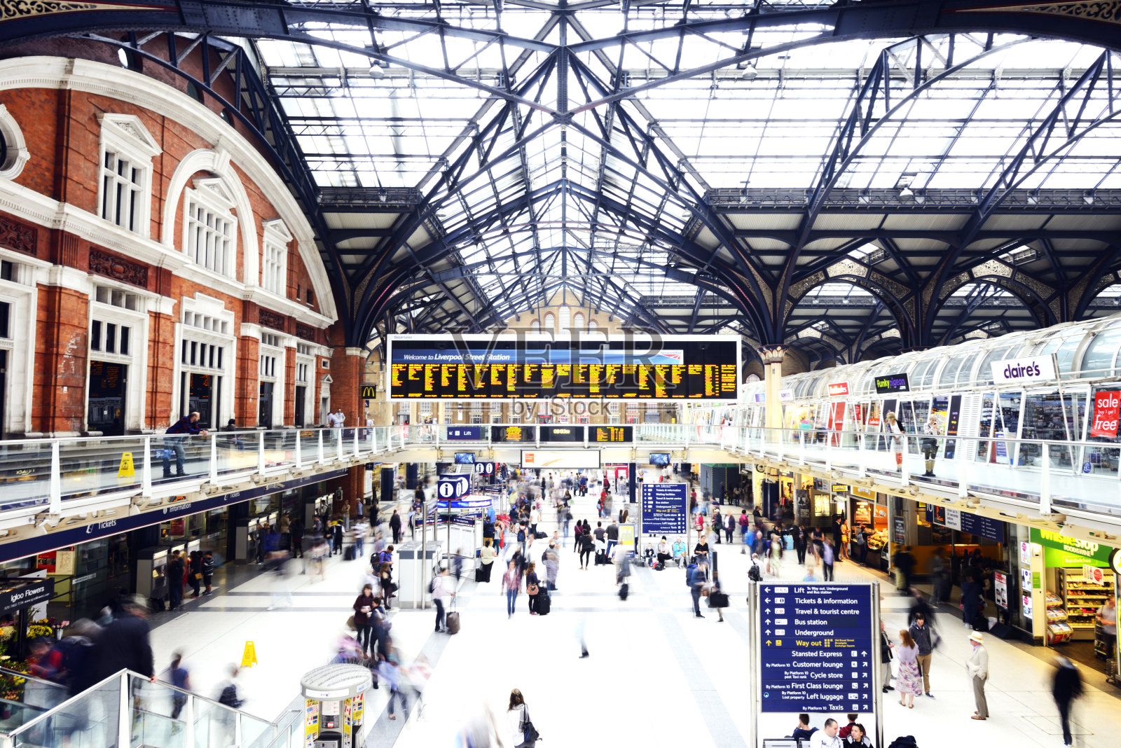 利物浦街火车站，伦敦-英国照片摄影图片