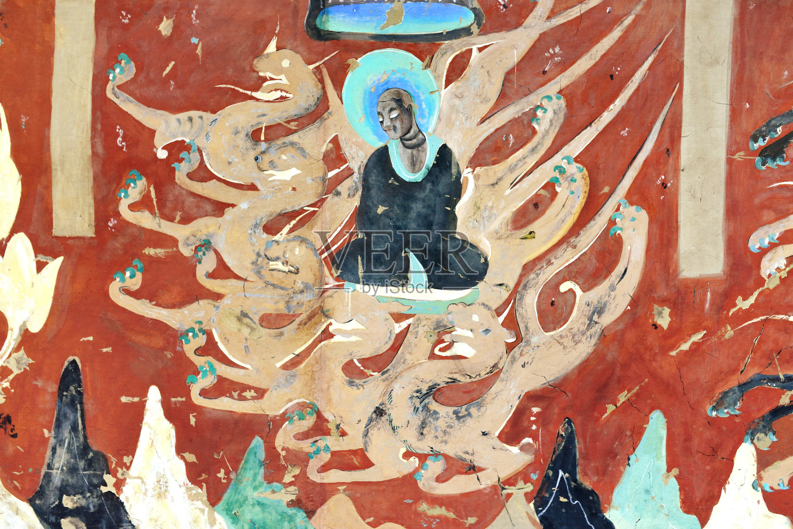 佛教壁画模式插画图片素材