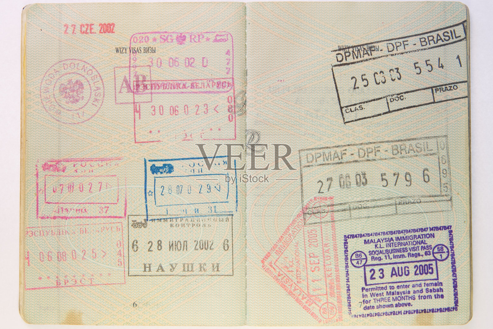彩色护照邮票照片摄影图片