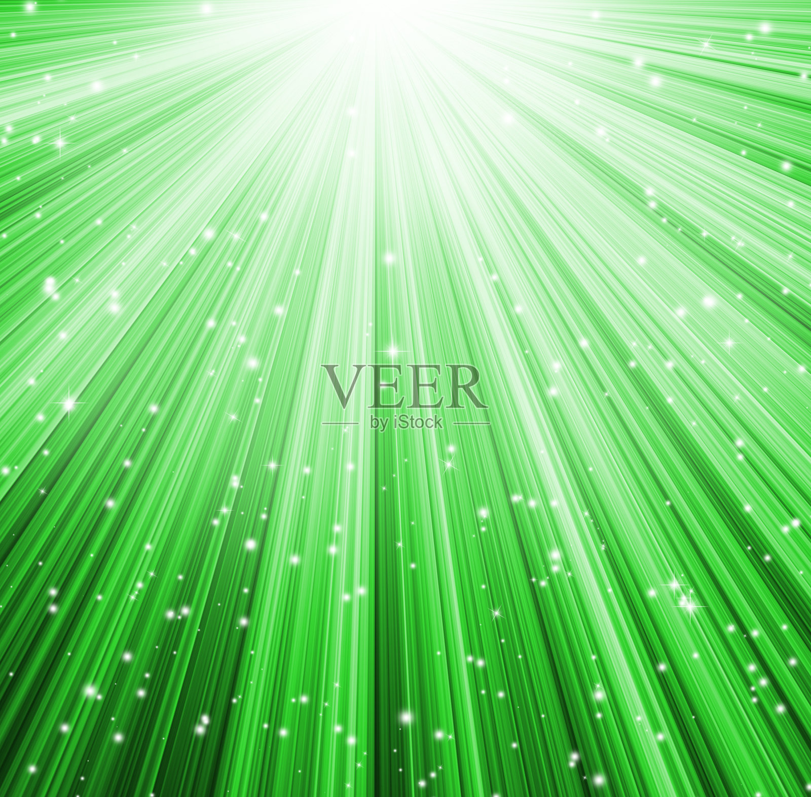 绿色光线和闪烁的星星插画图片素材