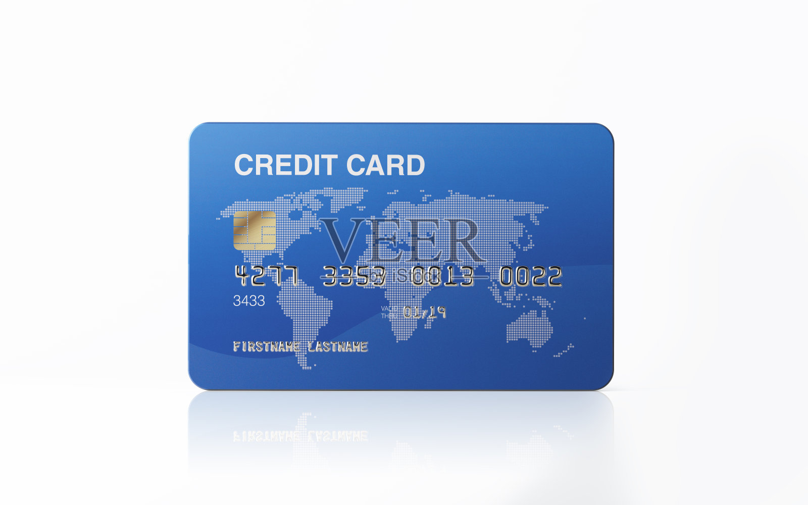蓝色信用卡孤立在白色背景照片摄影图片