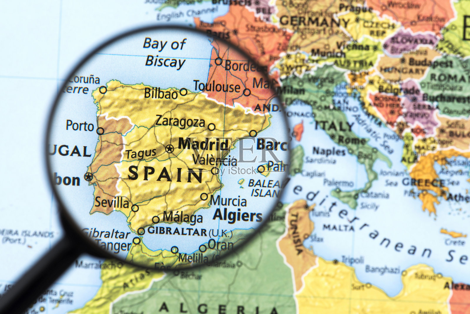西班牙和葡萄牙地图照片摄影图片