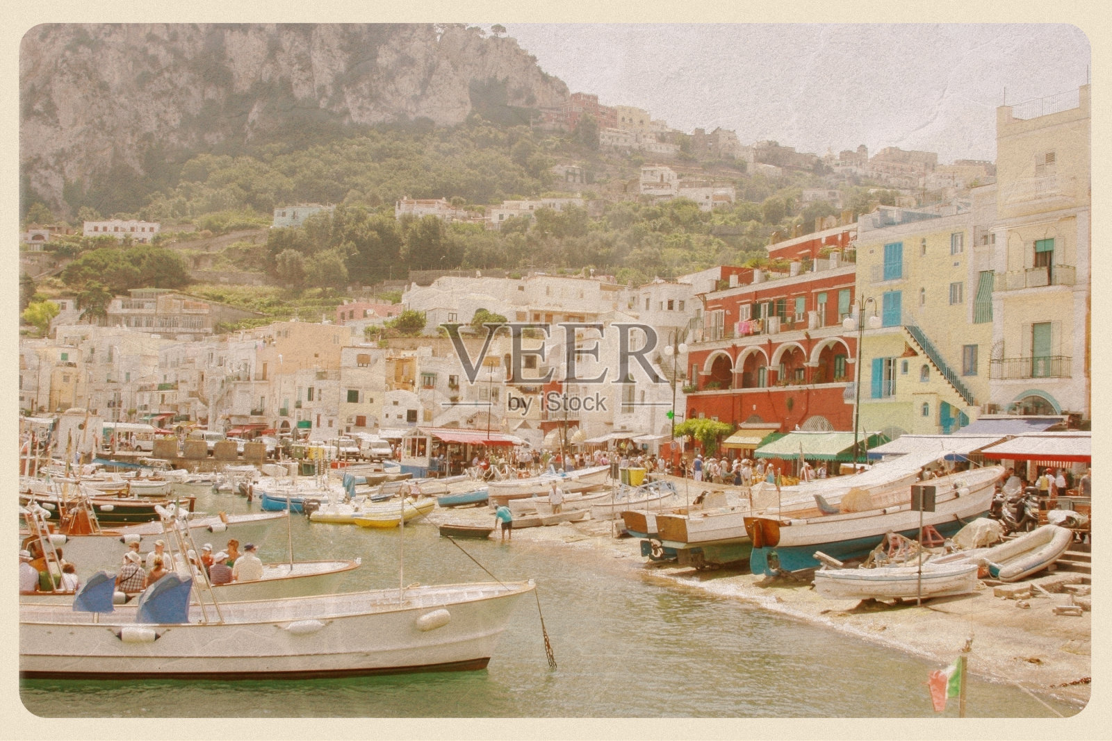 卡普里港，意大利-老式明信片照片摄影图片