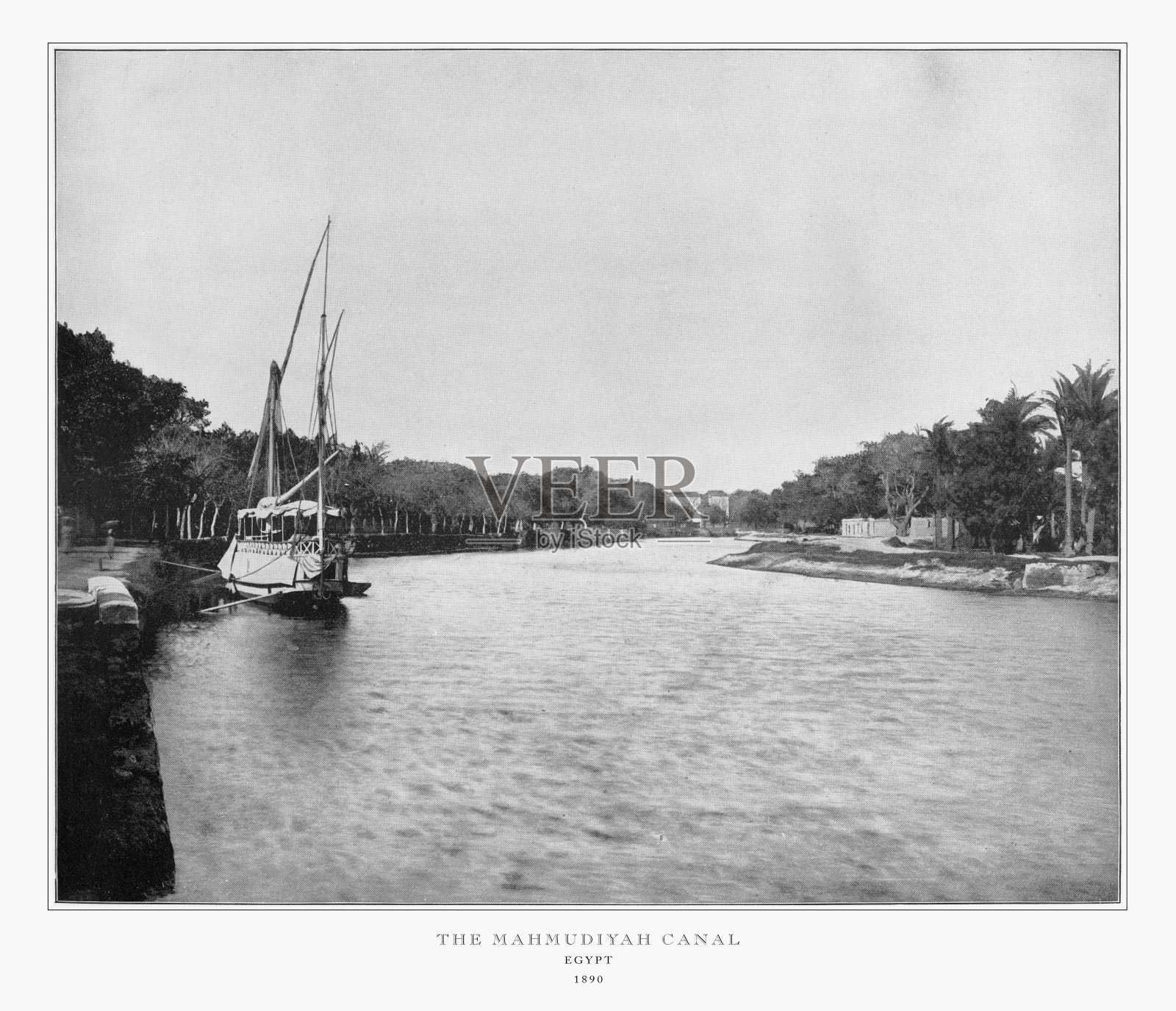 马哈茂迪亚运河，埃及，亚历山大，古埃及照片，1893照片摄影图片