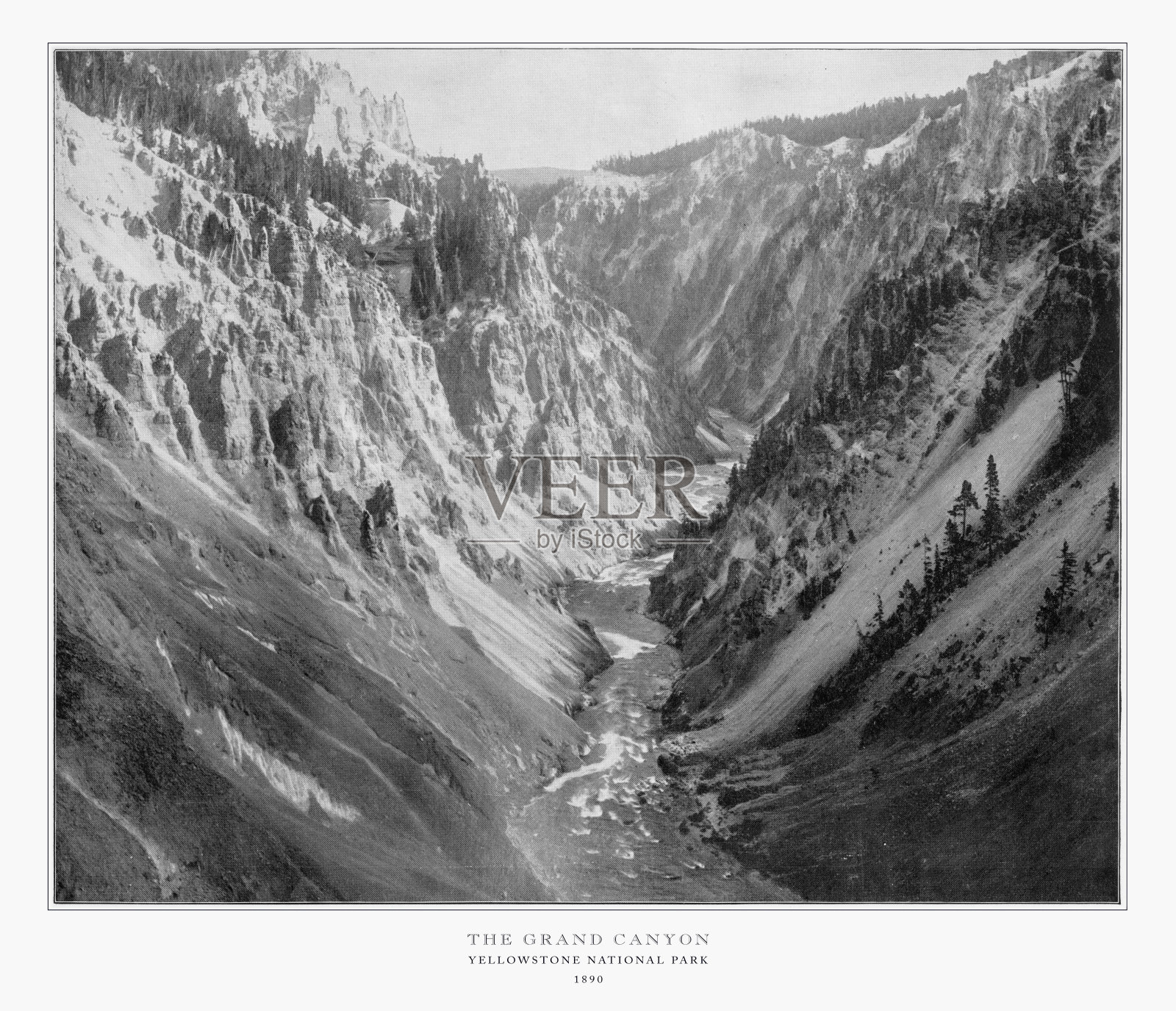 大峡谷，黄石国家公园，科罗拉多州，美国，古董美国照片，1893照片摄影图片
