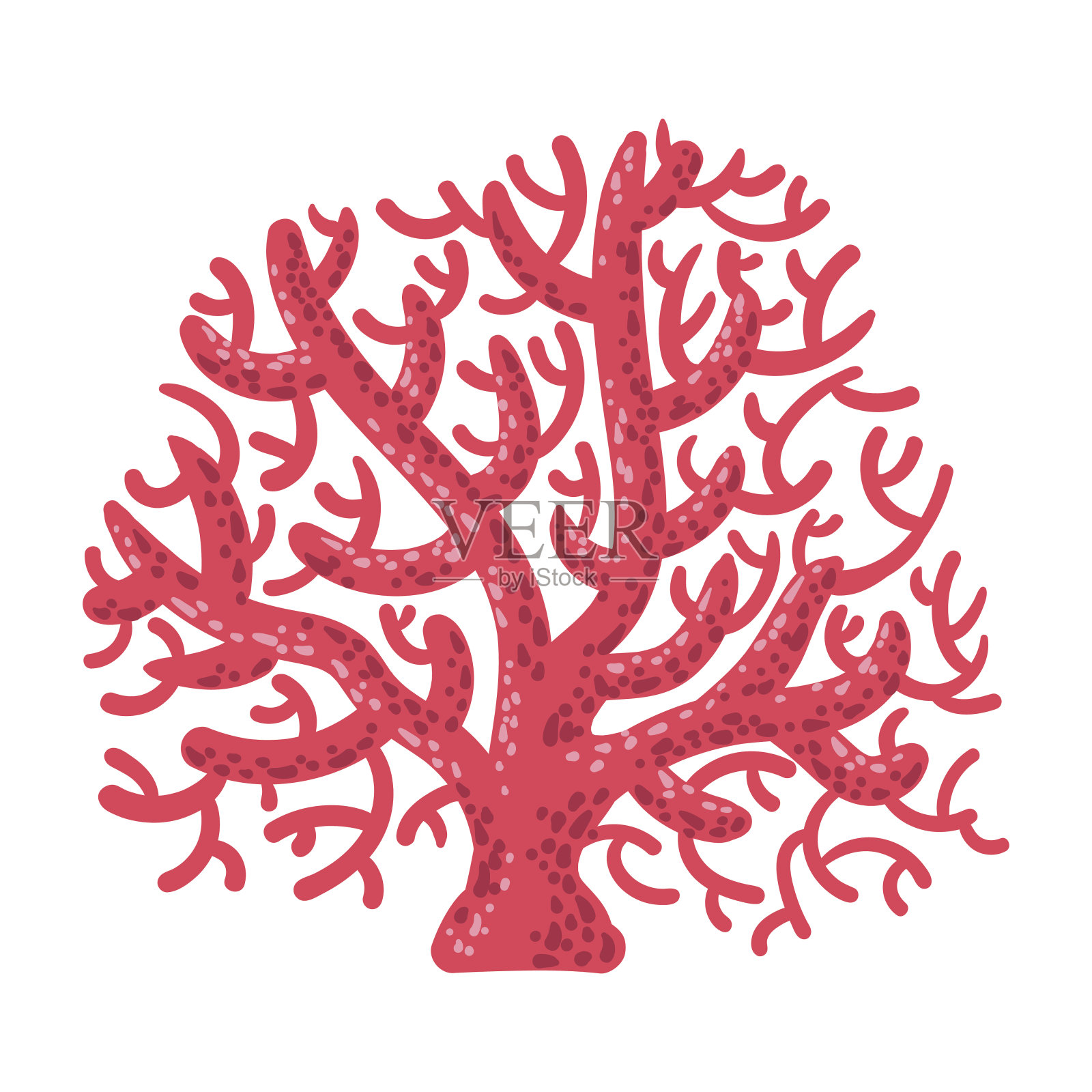 红扇珊瑚，热带礁海洋无脊椎动物孤立的矢量图标插画图片素材