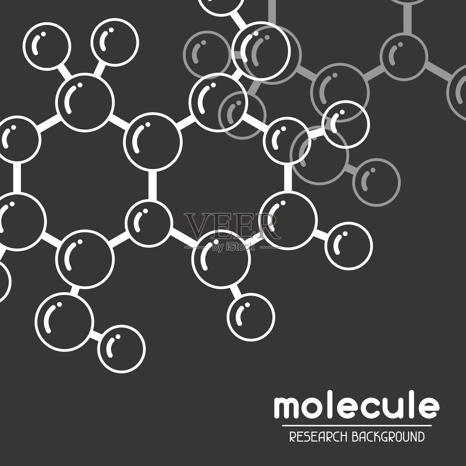 分子结构背景。平面风格的抽象分子插画图片素材