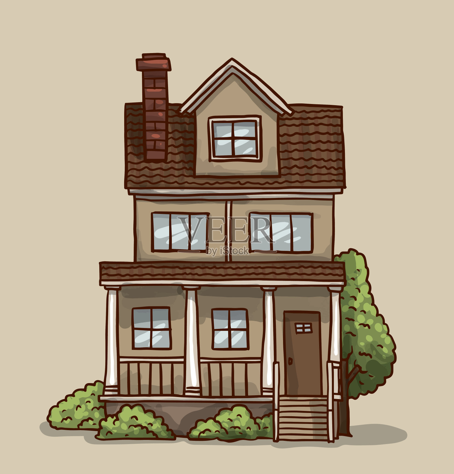 小可爱的房子，米色的设计元素图片