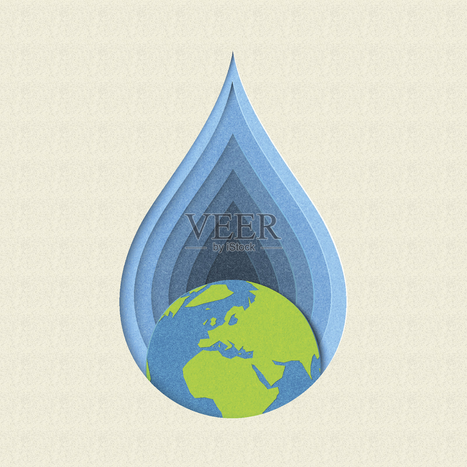 地球日剪纸水滴概念艺术插画图片素材