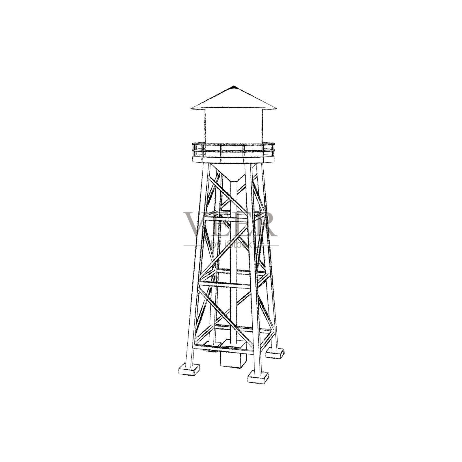 水塔。孤立在白色背景上。示意图说明。设计元素图片