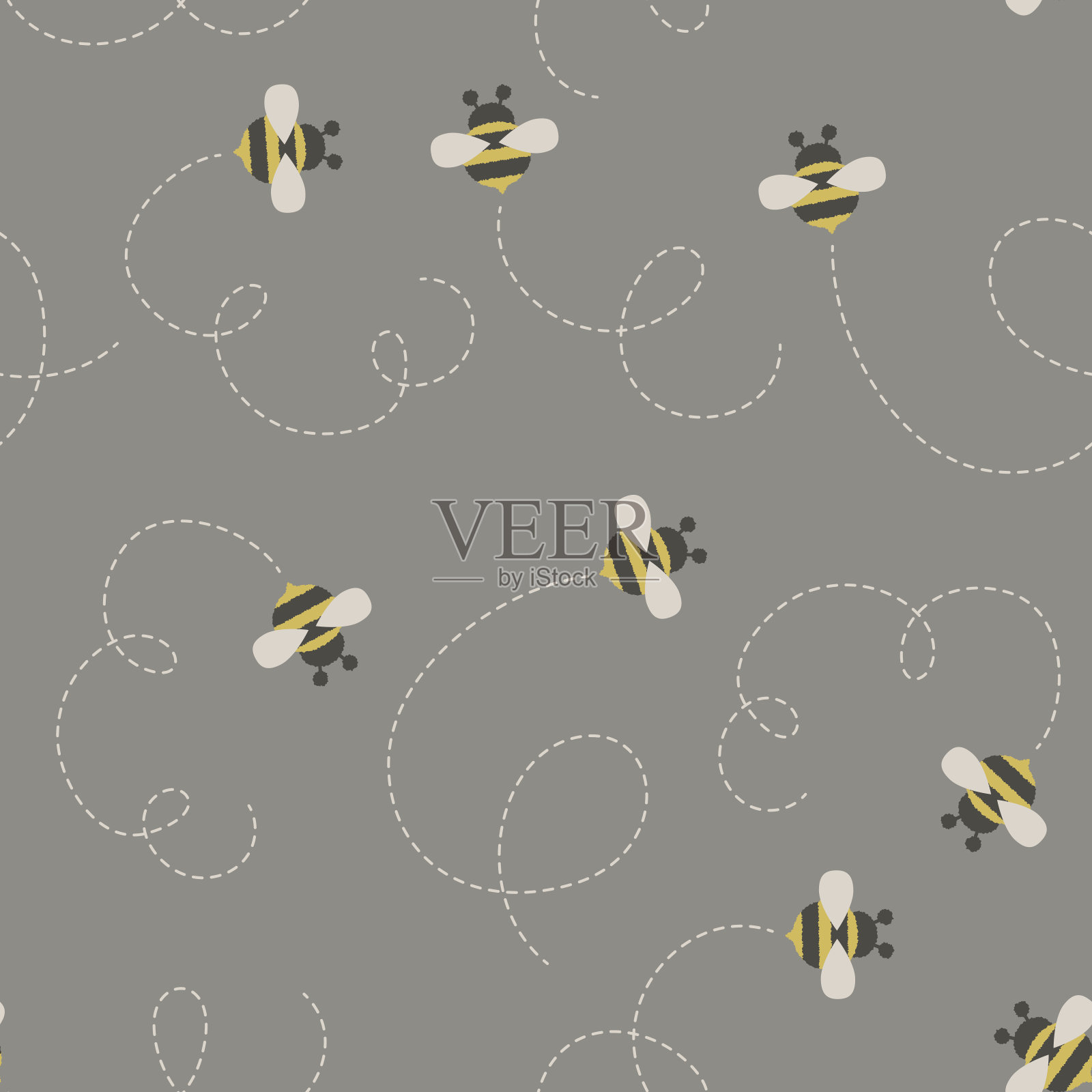 蜜蜂/大黄蜂无缝模式插画图片素材