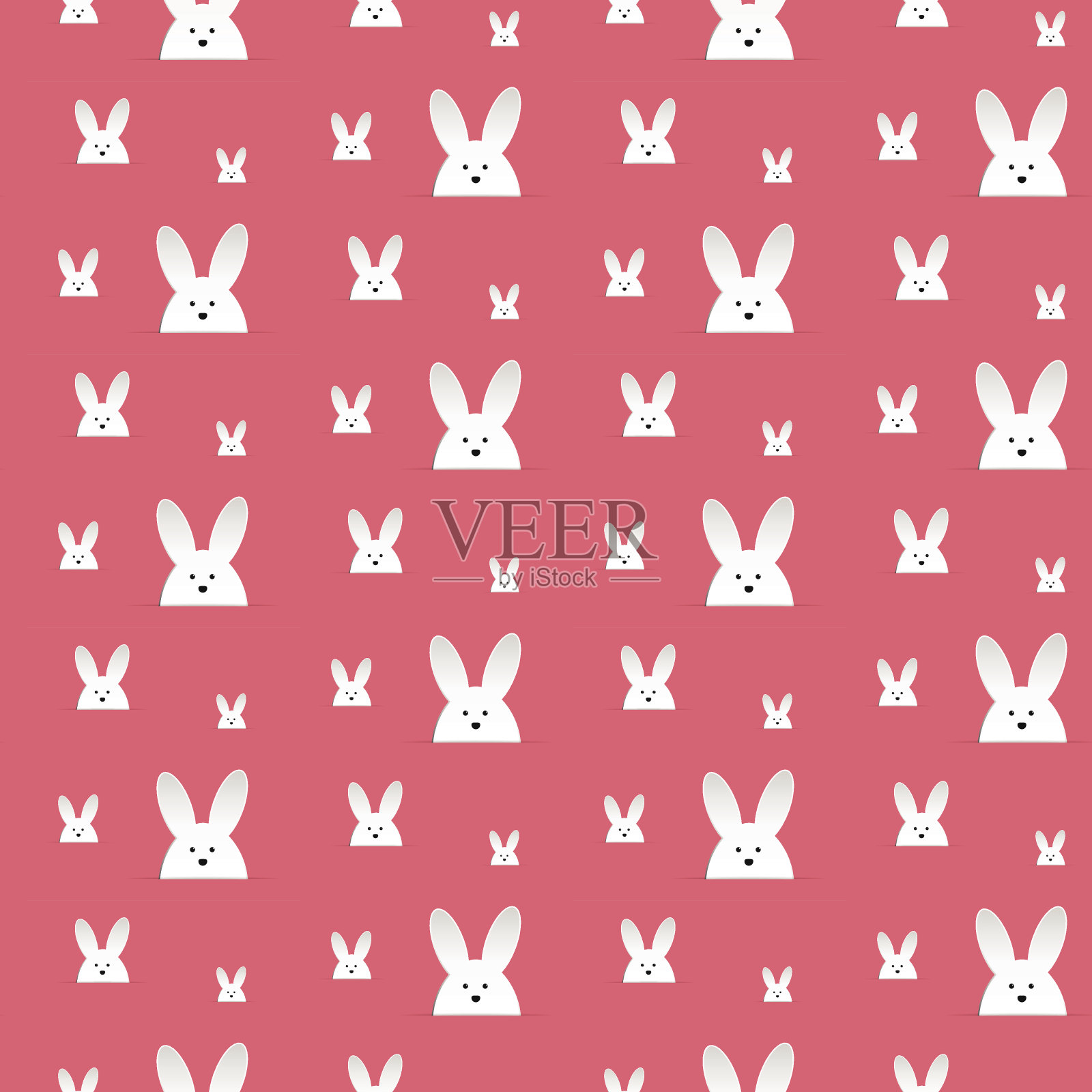 快乐的复活节兔子兔子粉红无缝背景设计元素图片