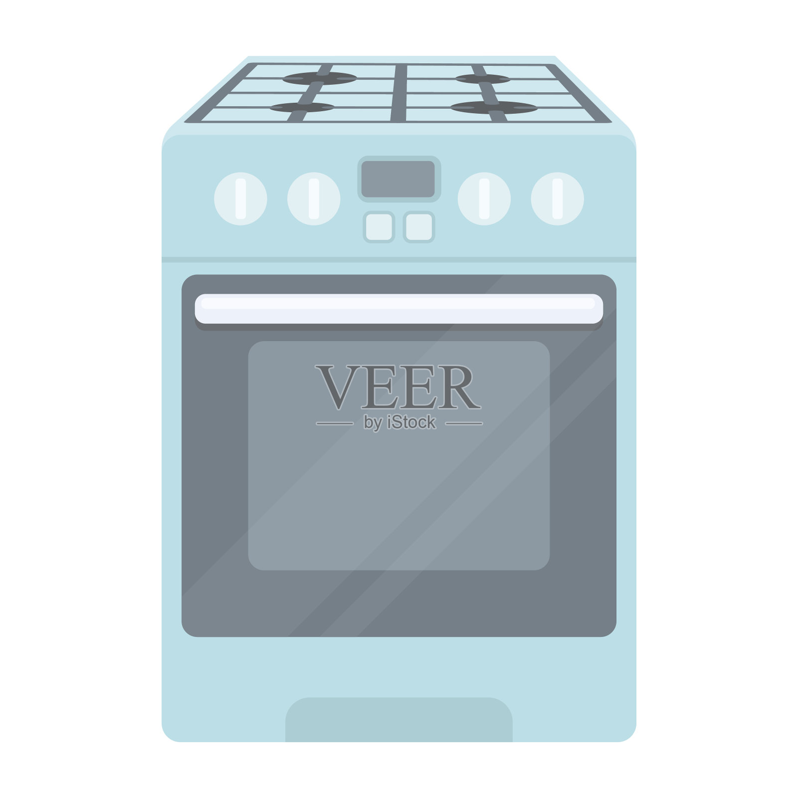 厨房炉灶图标在卡通风格孤立的白色背景。家用电器符号股票矢量插图。插画图片素材