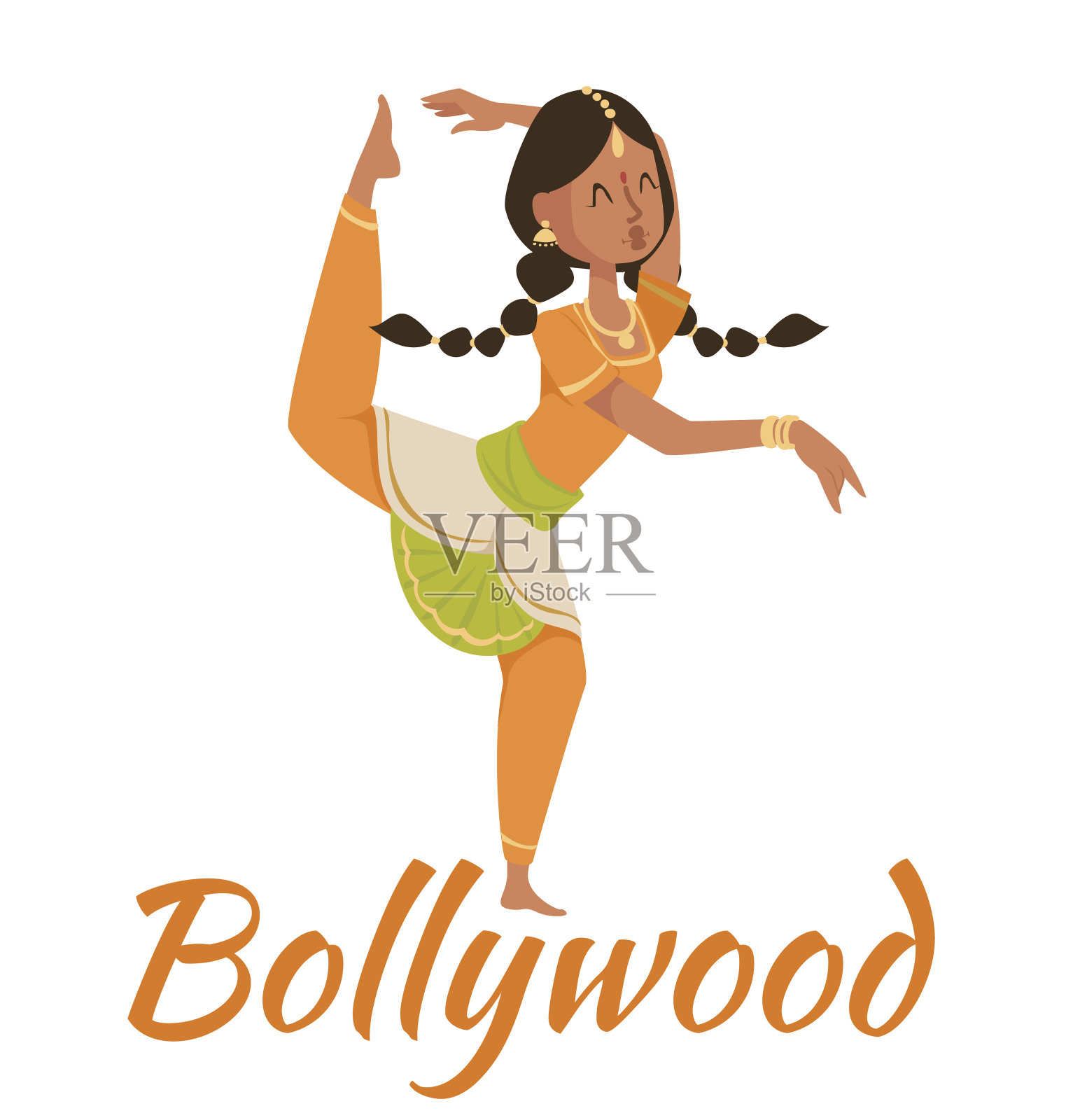 印度宝莱坞夫妇跳舞向量插画图片素材