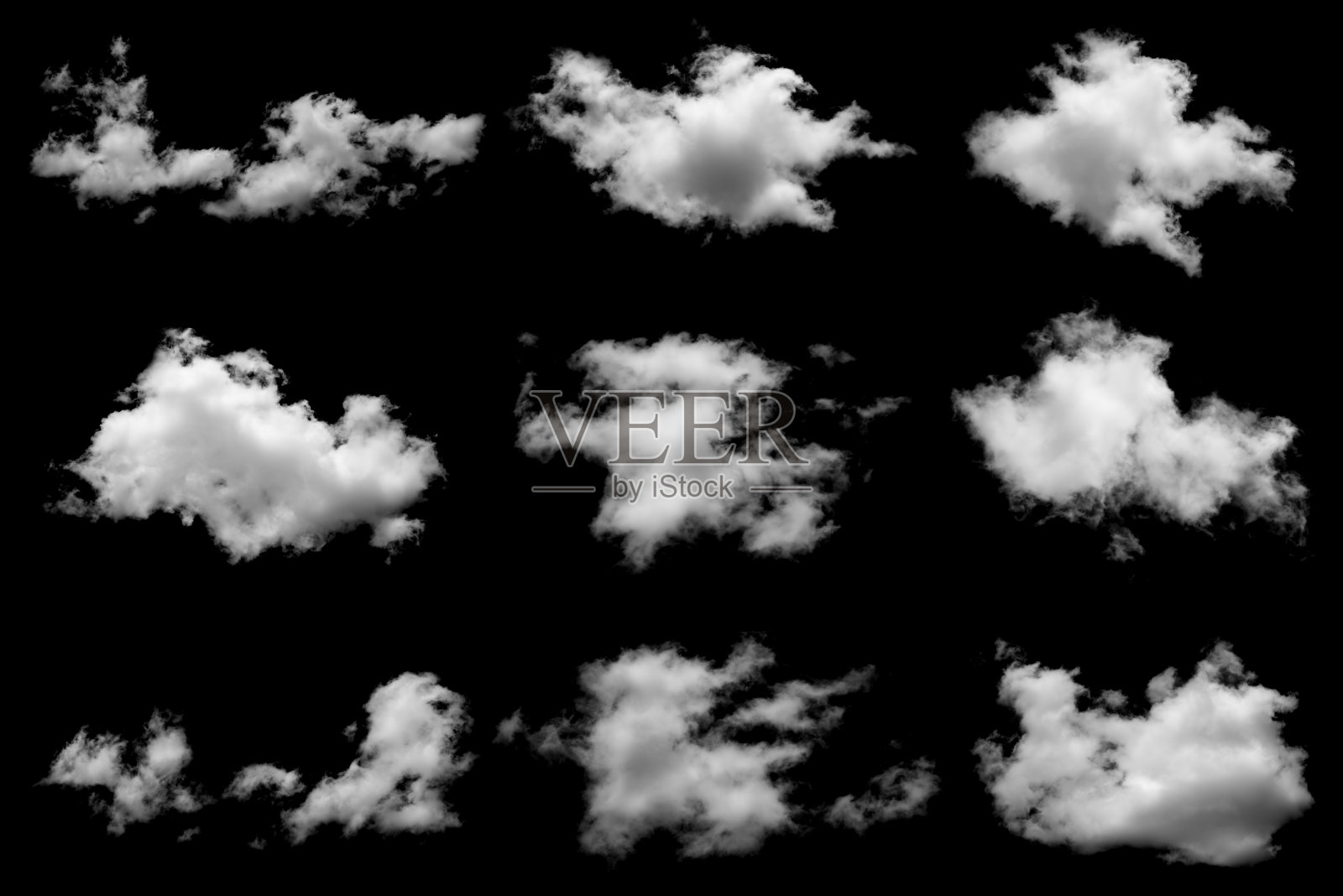 一组孤立的云在黑色照片摄影图片