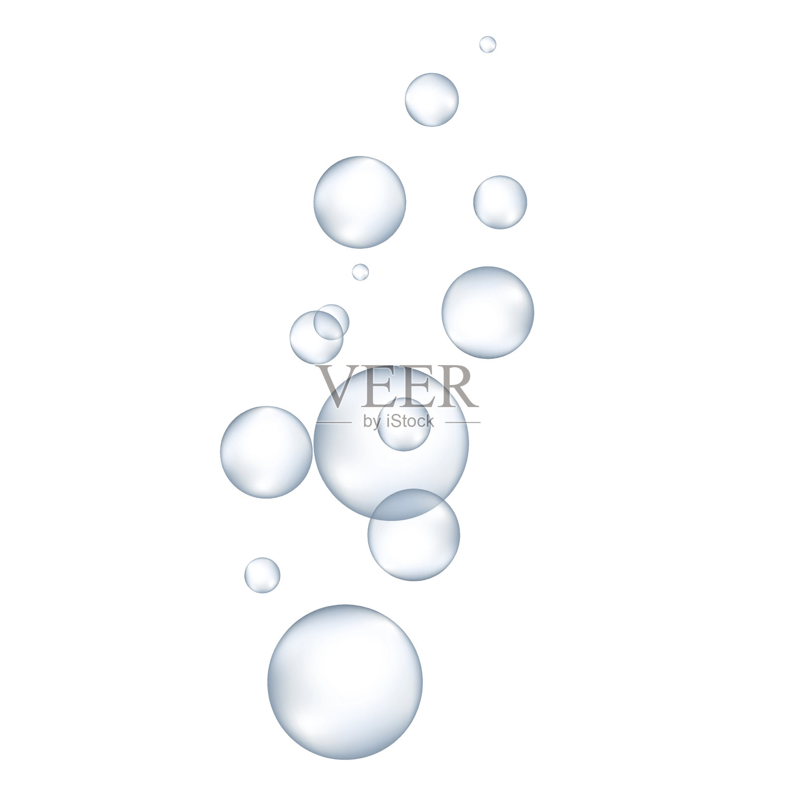 白色水泡与反射集矢量插图。插画图片素材