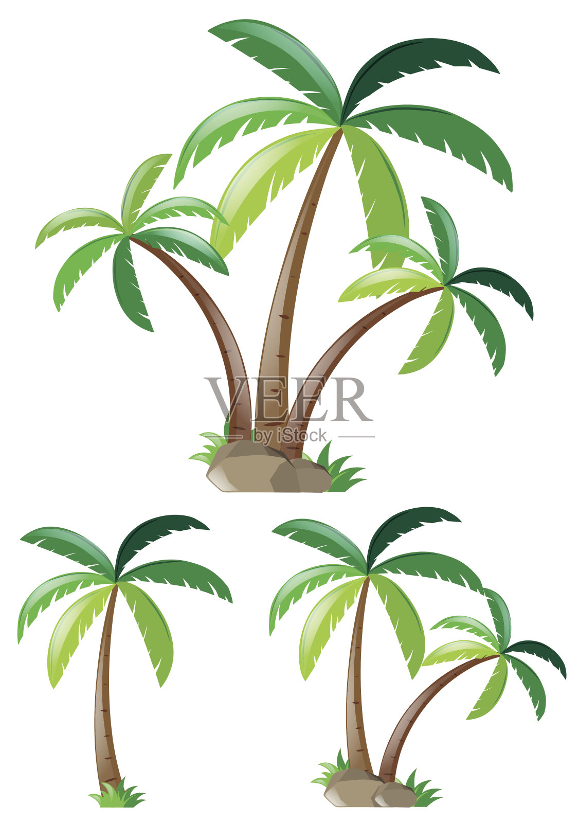 不同形状的椰子树设计元素图片