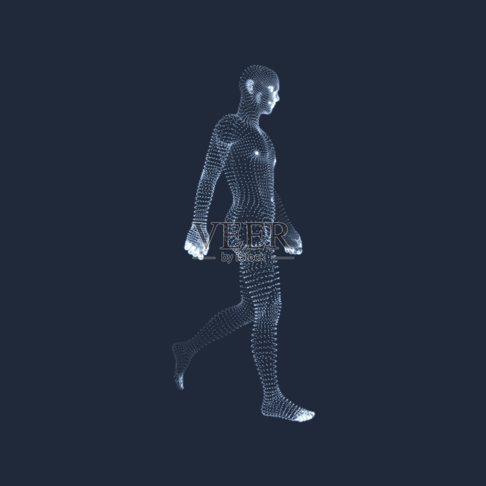 行走的人。三维人体模型。插画图片素材