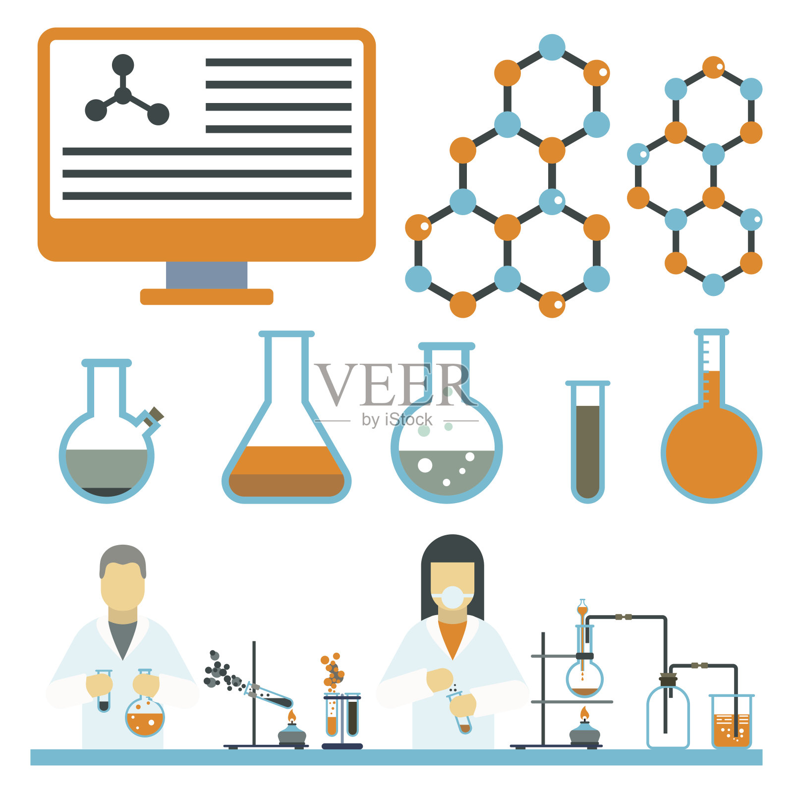 实验室符号测试医学实验室科学生物学设计科学化学图标矢量插图插画图片素材