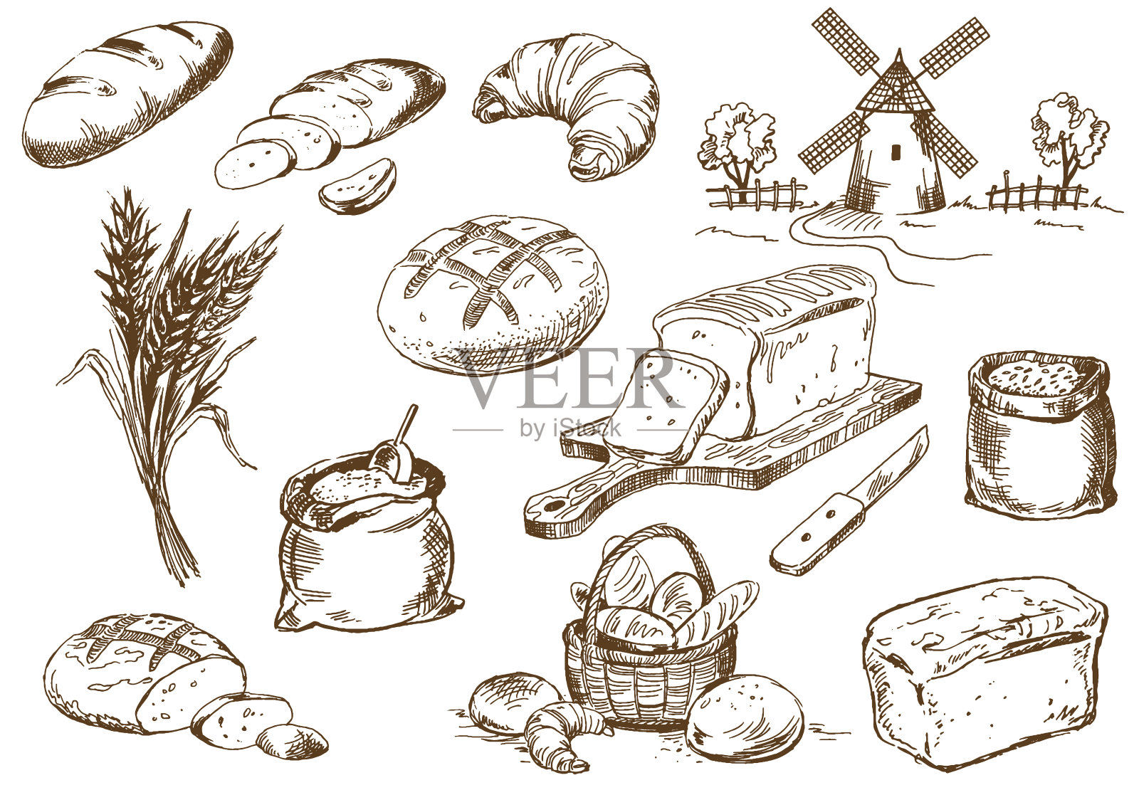 面包组插画图片素材