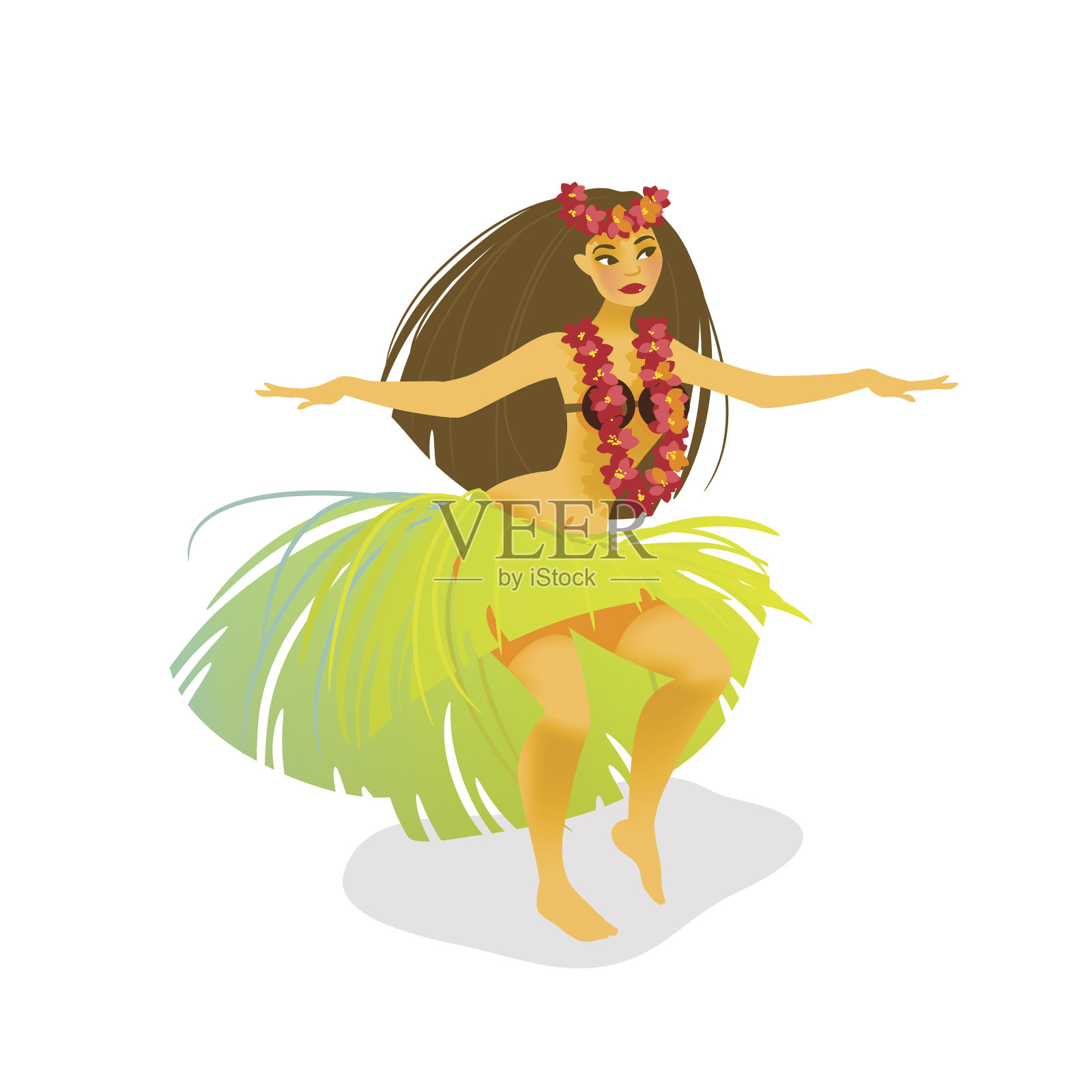 夏威夷草裙舞女郎的插画设计元素图片