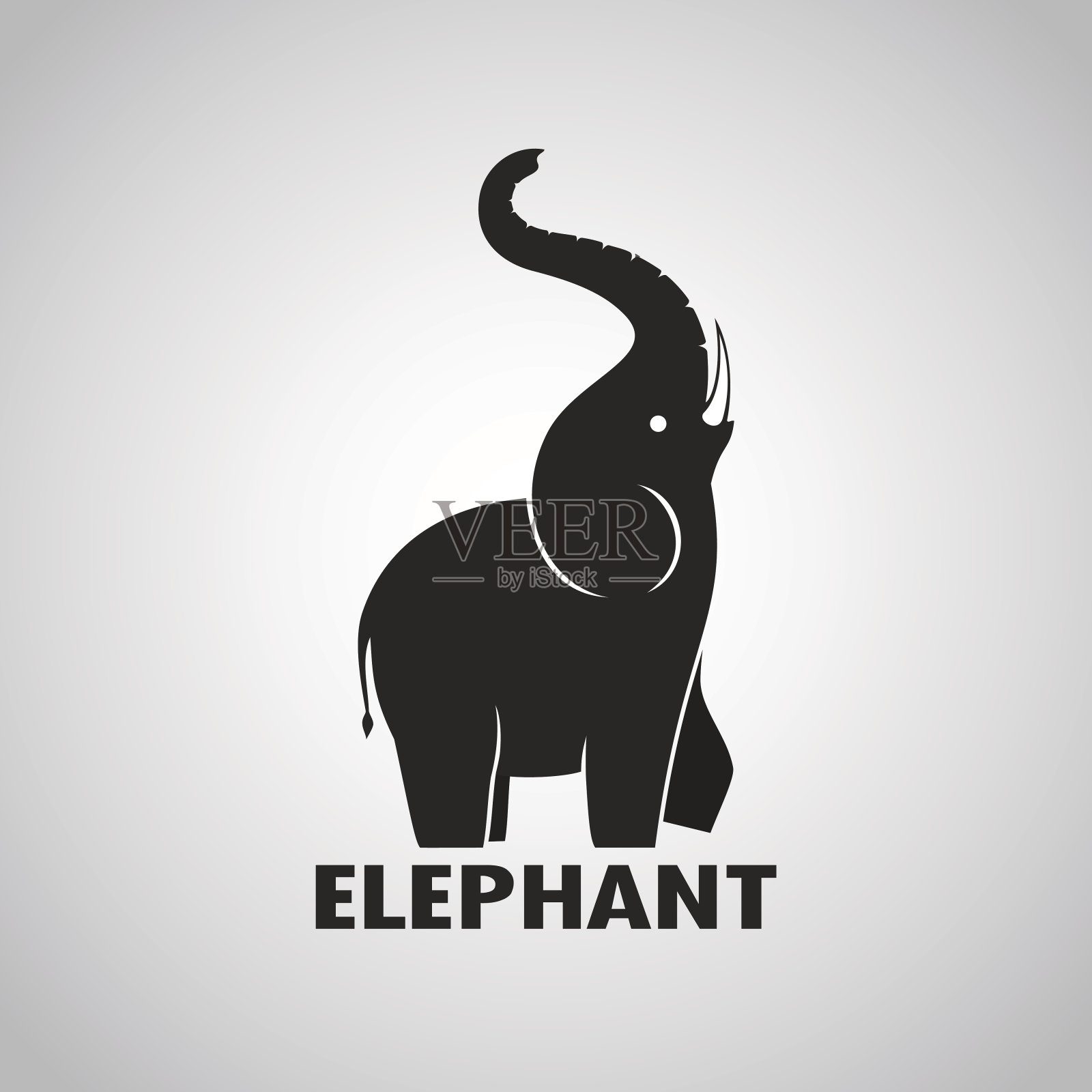 白色背景上的大象图案设计元素图片