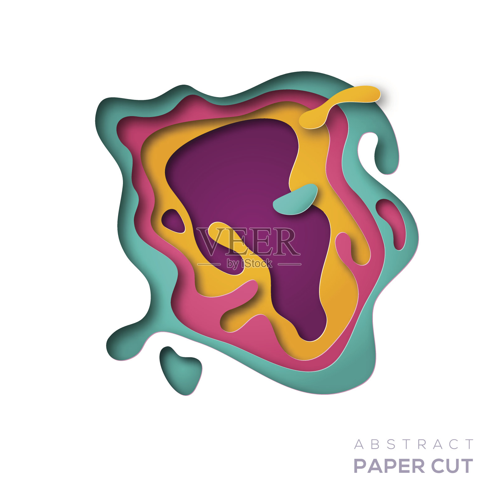 3D抽象剪纸形状设计元素图片