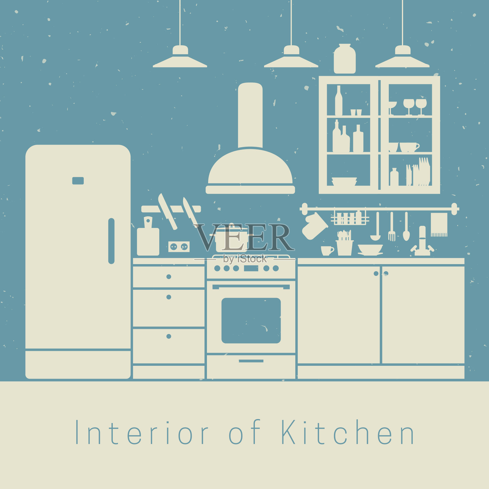 厨房内部插画图片素材