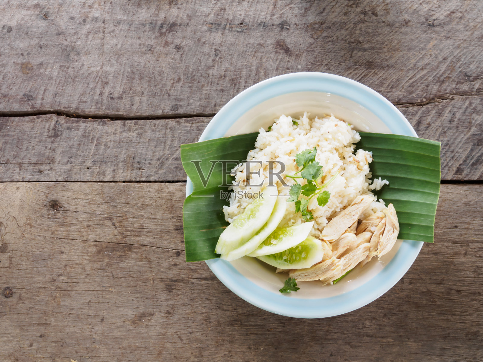 清蒸鸡白饭(Khao Mun Kai)泰国风味照片摄影图片