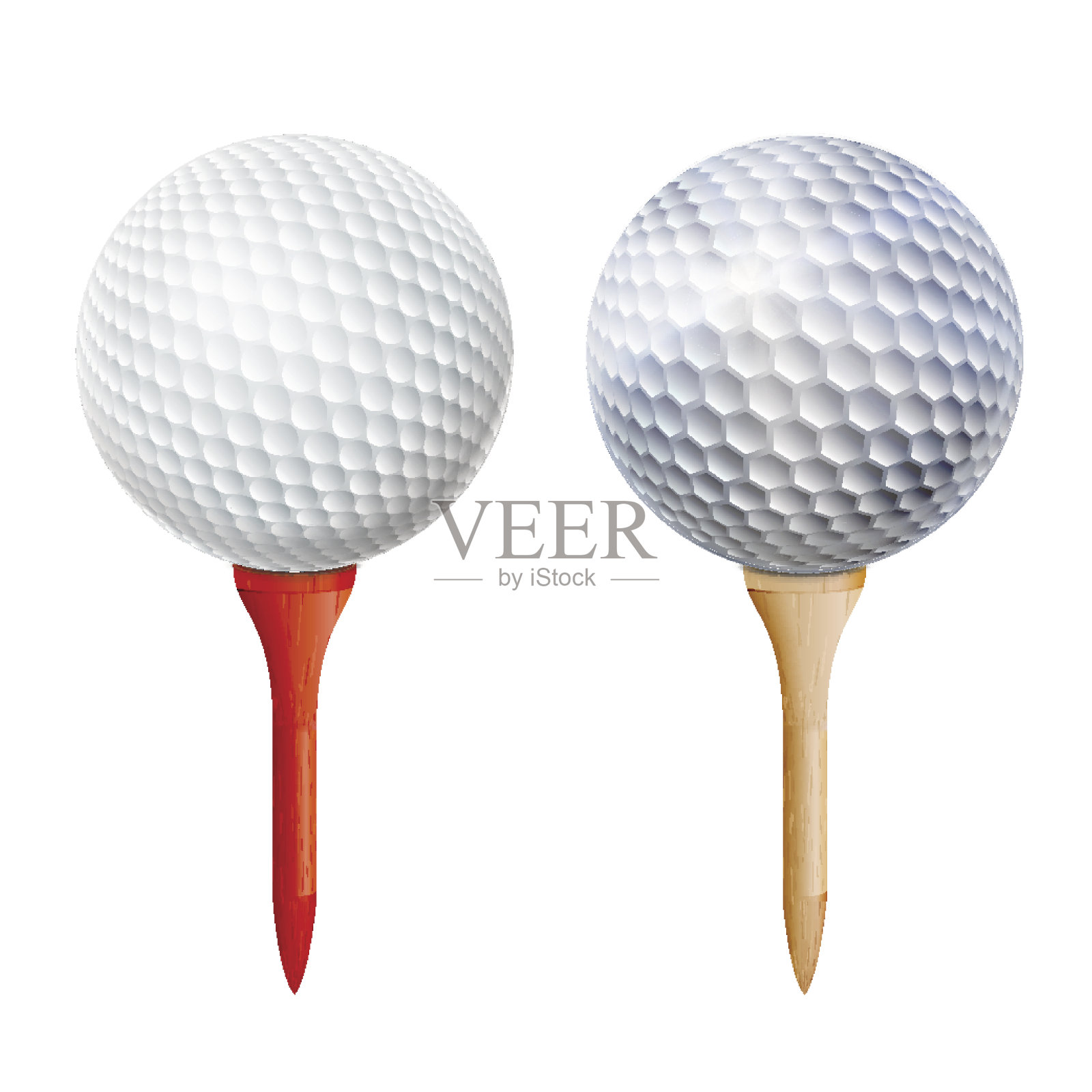 现实的高尔夫球在Tee。向量孤立的插图设计元素图片