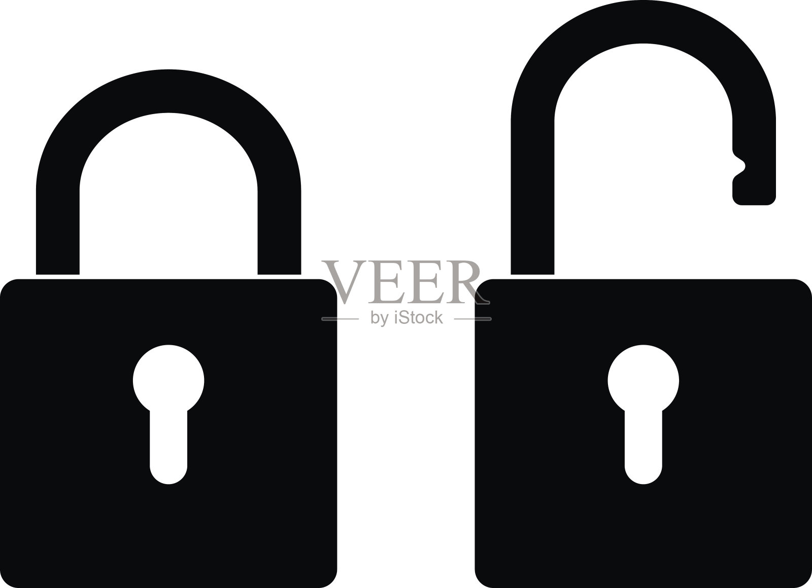 锁和不锁的挂锁设计元素图片