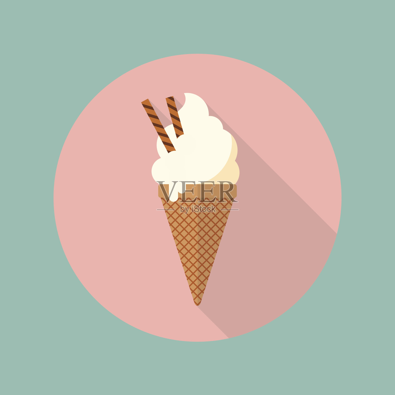 冰淇淋蛋筒扁平图标设计元素图片