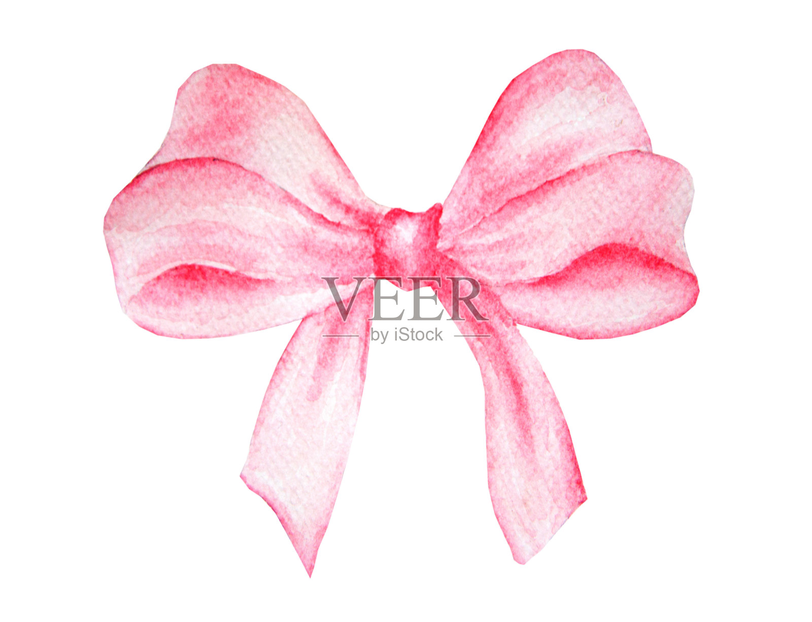 粉色蝴蝶结的礼物。水彩绘画。设计元素图片