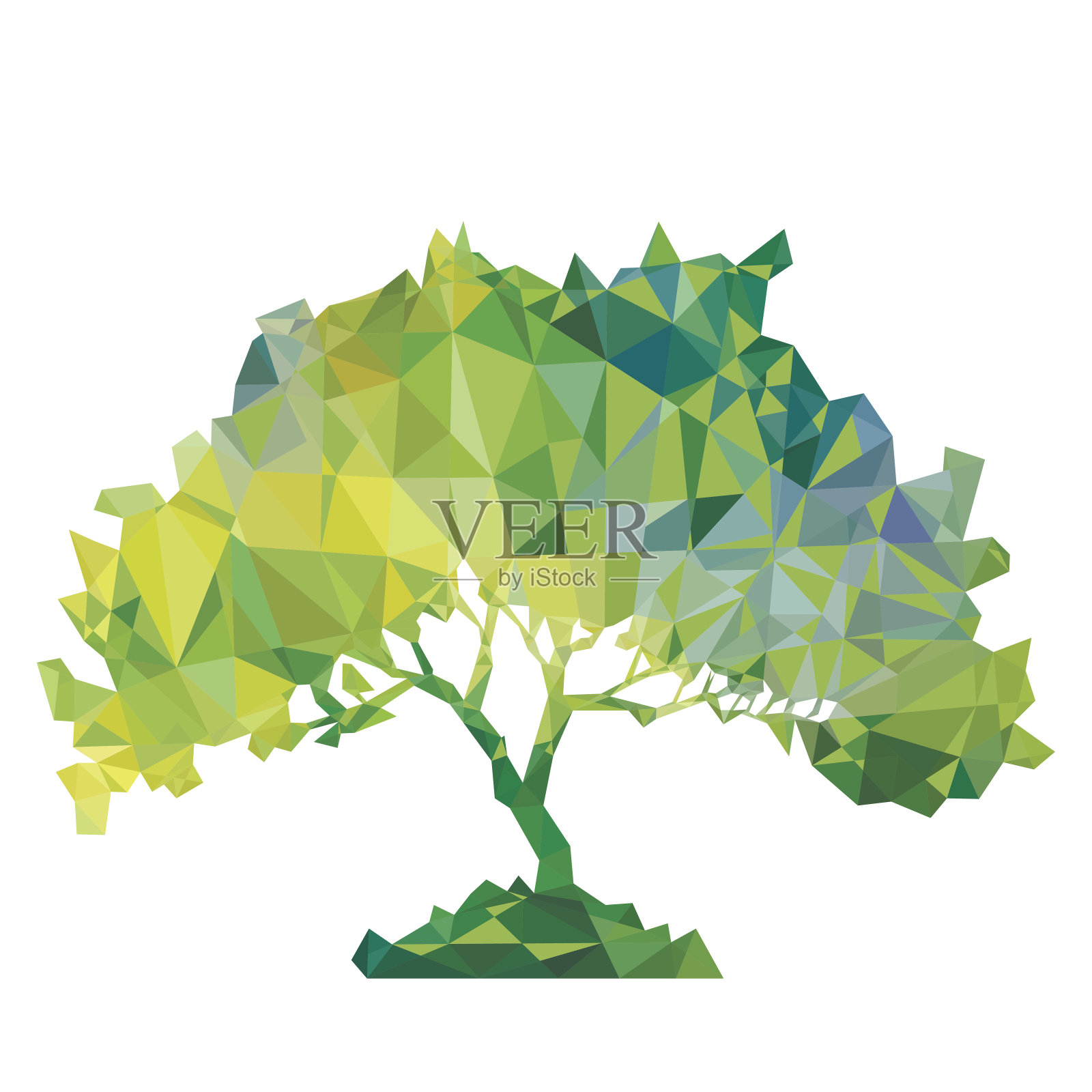 绿色树木的矢量多边形剪影插画图片素材