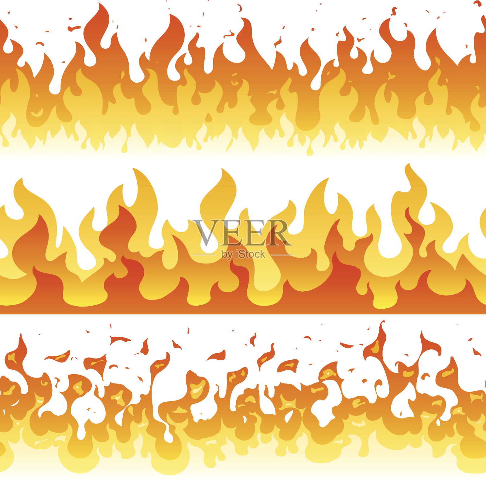 卡通火焰火焰矢量无缝边框设计元素图片