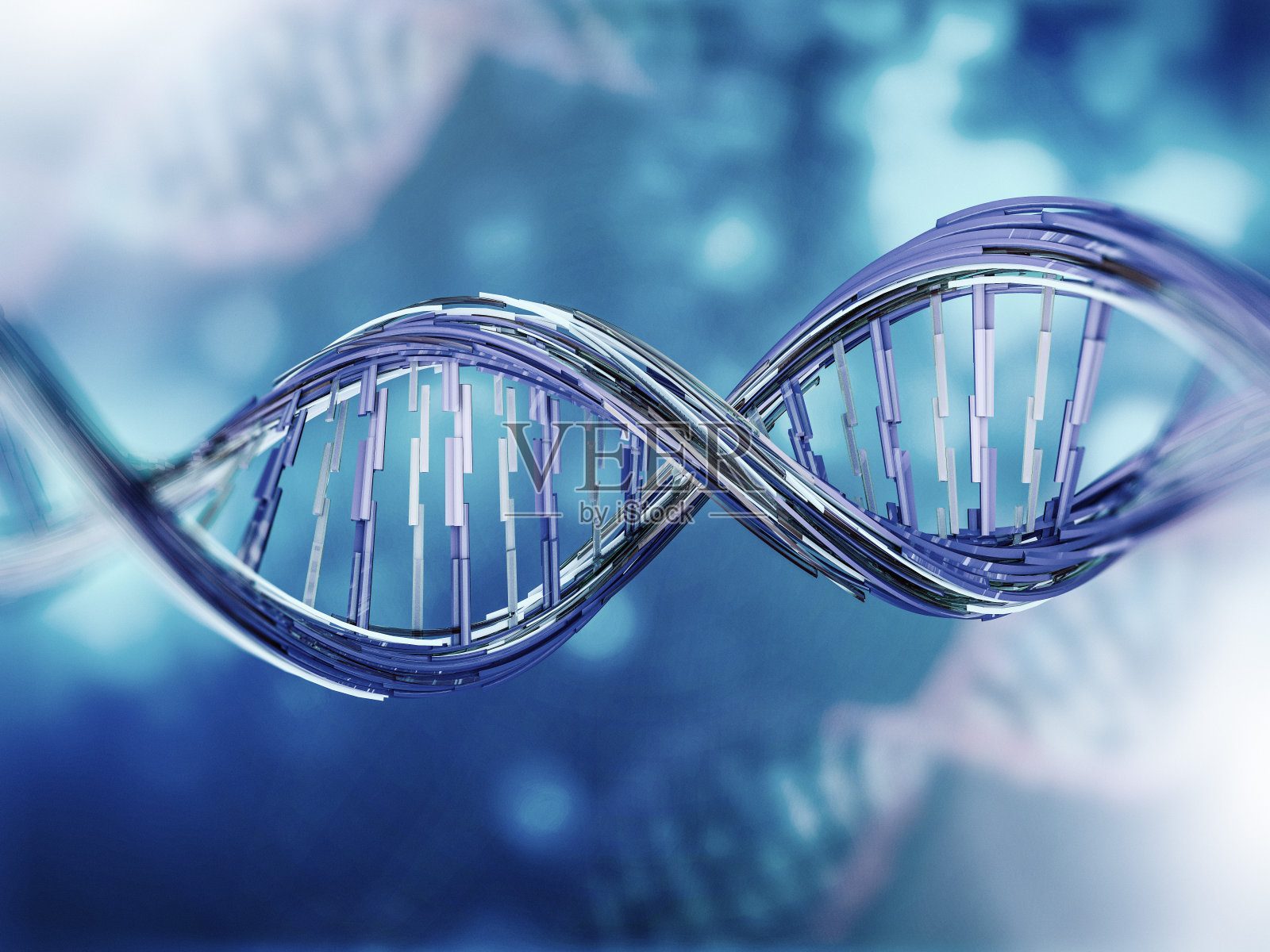 一个DNA模型的数字插图。三维渲染照片摄影图片