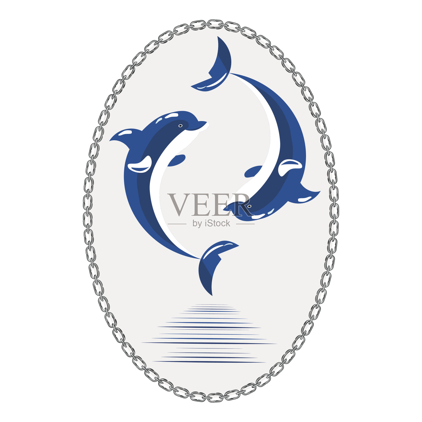 可爱的海豚水生海洋自然海洋蓝色哺乳动物海水野生动物载体插图。设计元素图片